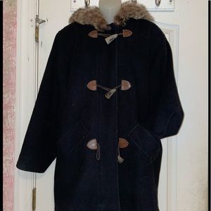 Vintage wool coat with REAL Mink trimmed Hood by Isaac size 6